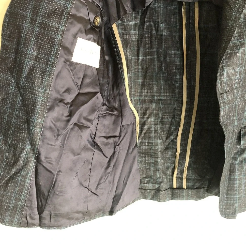 Jack Victor Blazer Mens 36S Blue Plaid Super 130s Wool Sport Coat Jacket Canada